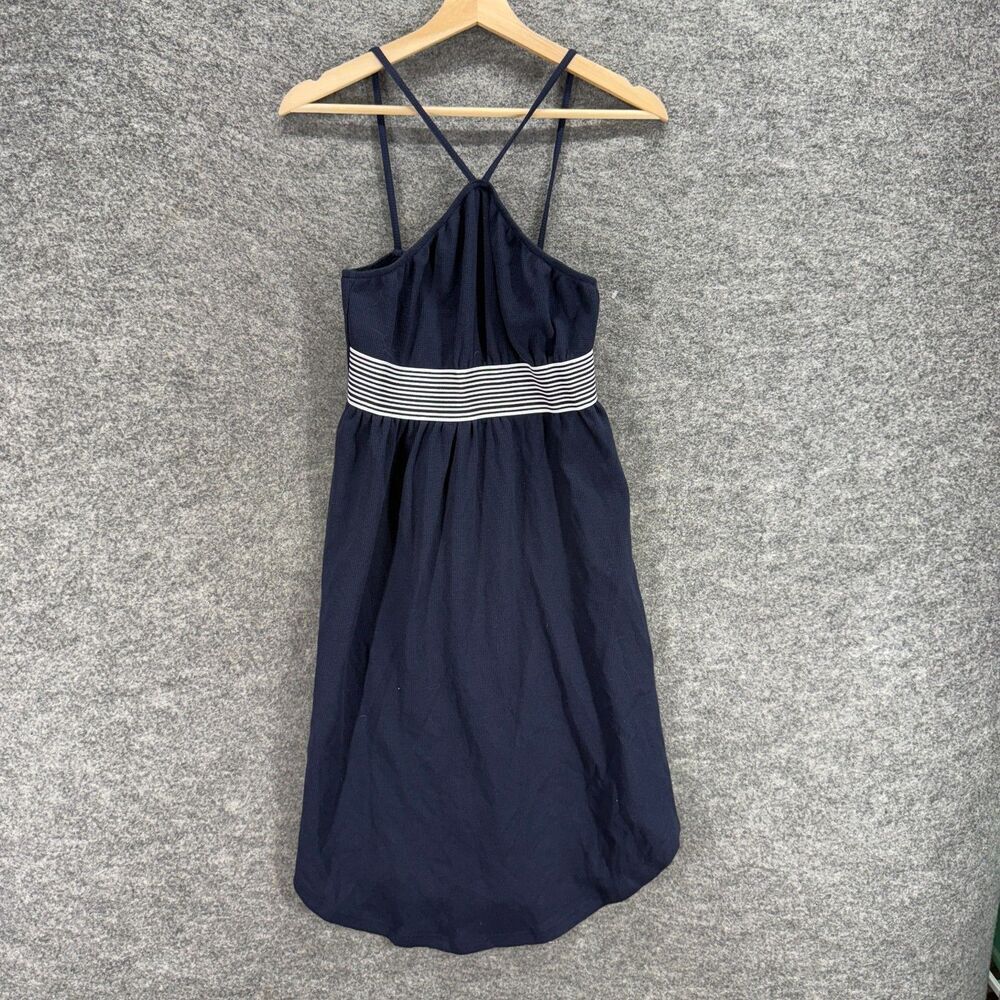 New PatPat Dress Women S Small Blue Striped Sheath Midi Sleeveless V-Neck Casual